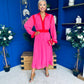 Saoirse Detailed 2 Tone Midi Dress Pink