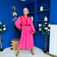 Saoirse Detailed 2 Tone Midi Dress Pink