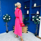 Saoirse Detailed 2 Tone Midi Dress Pink