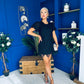 Gina Embellished Puff Sleeve Mini Dress Black