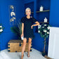 Gina Embellished Puff Sleeve Mini Dress Black