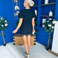 Gina Embellished Puff Sleeve Mini Dress Black