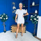 Gina Embellished Puff Sleeve Mini Dress White