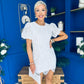 Gina Embellished Puff Sleeve Mini Dress White