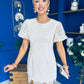 Gina Embellished Puff Sleeve Mini Dress Beige