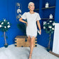 Gina Embellished Puff Sleeve Mini Dress Beige