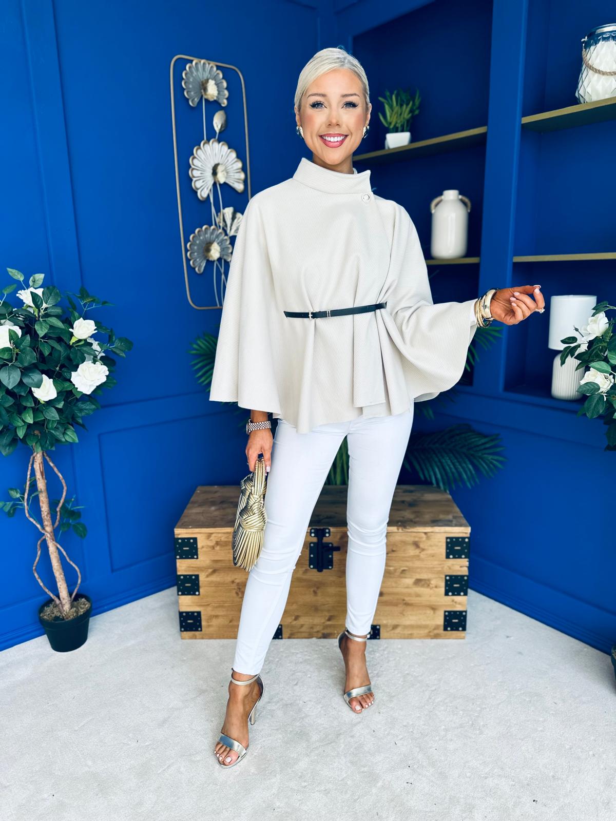 Celia Belted Cape Cream