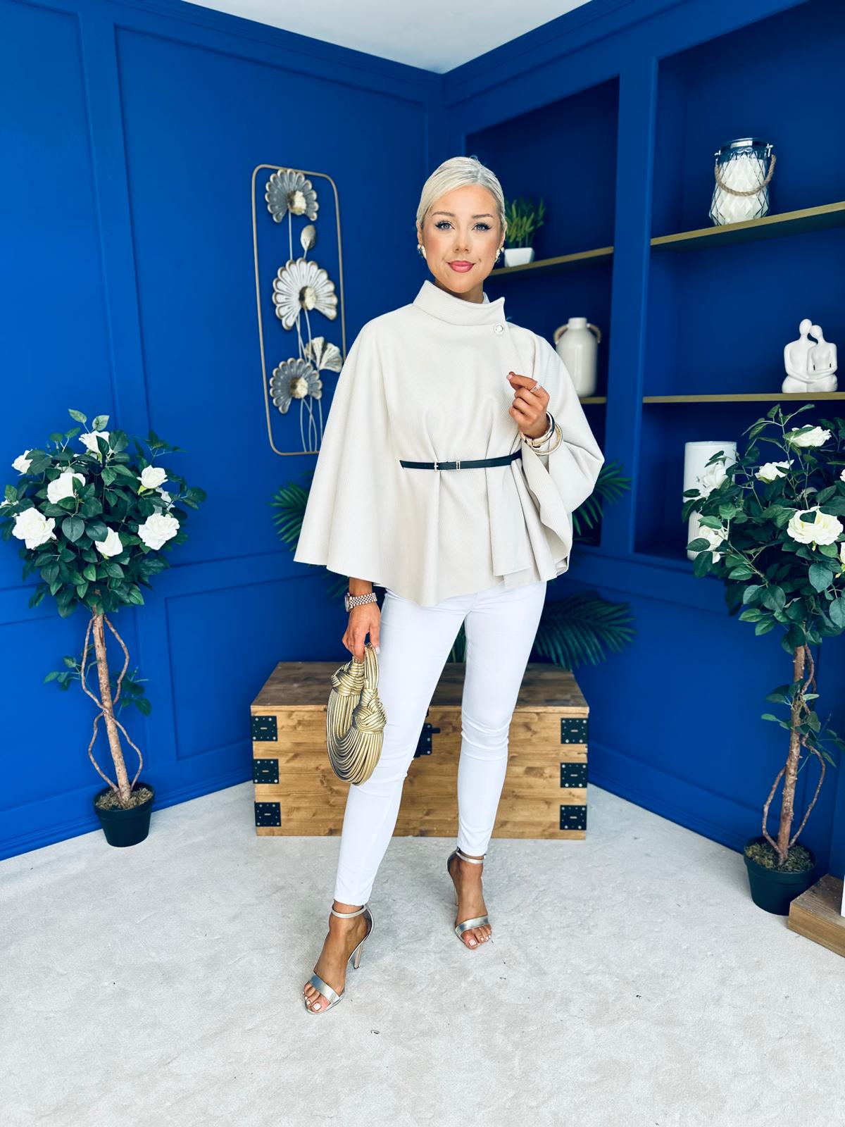 Celia Belted Cape Cream