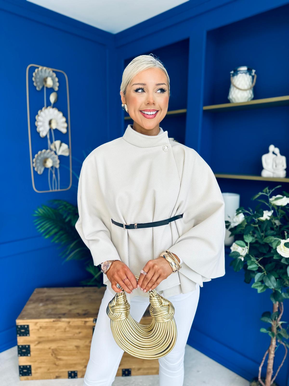 Celia Belted Cape Cream
