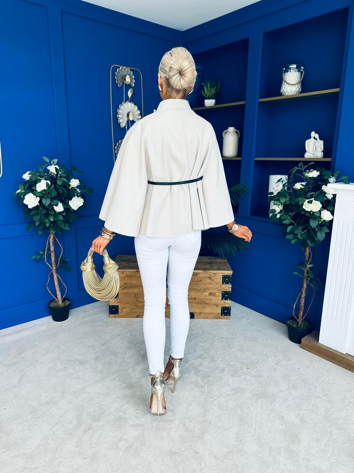 Celia Belted Cape Cream