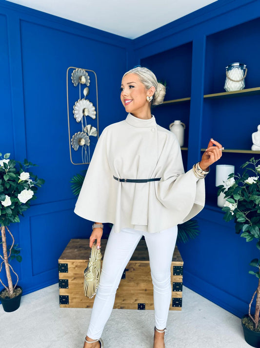 Celia Belted Cape Cream