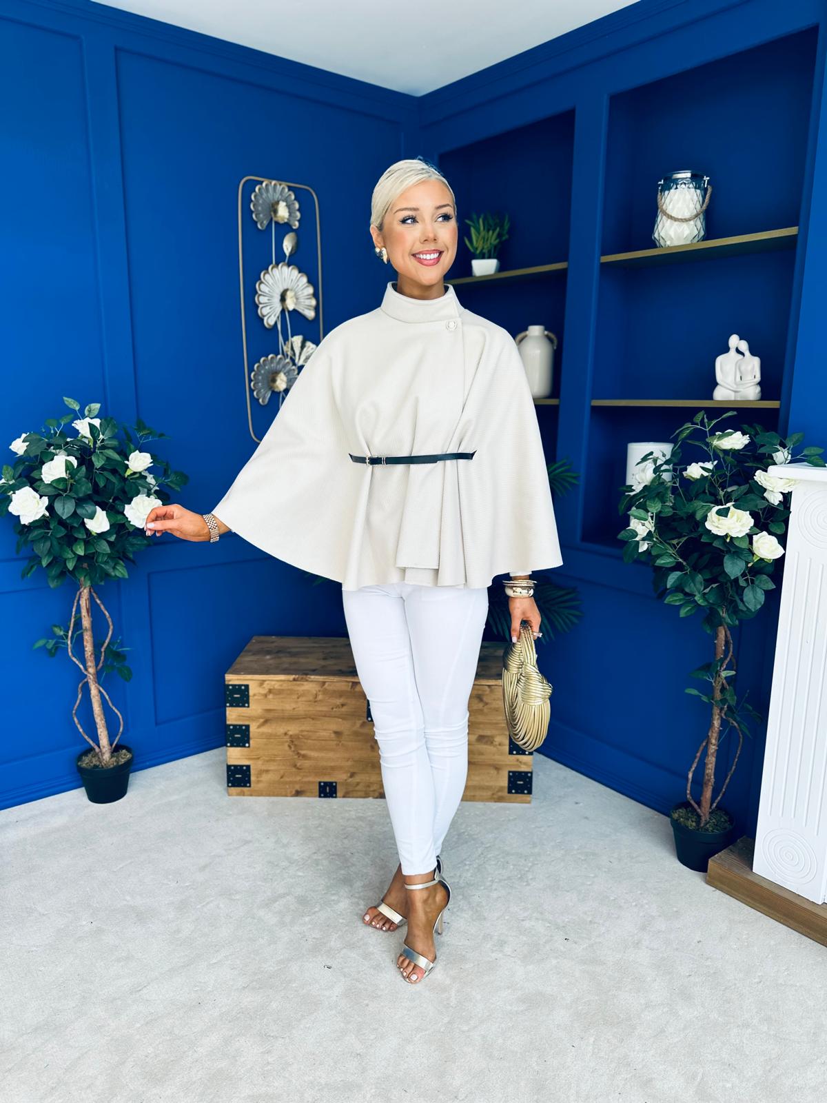 Celia Belted Cape Cream