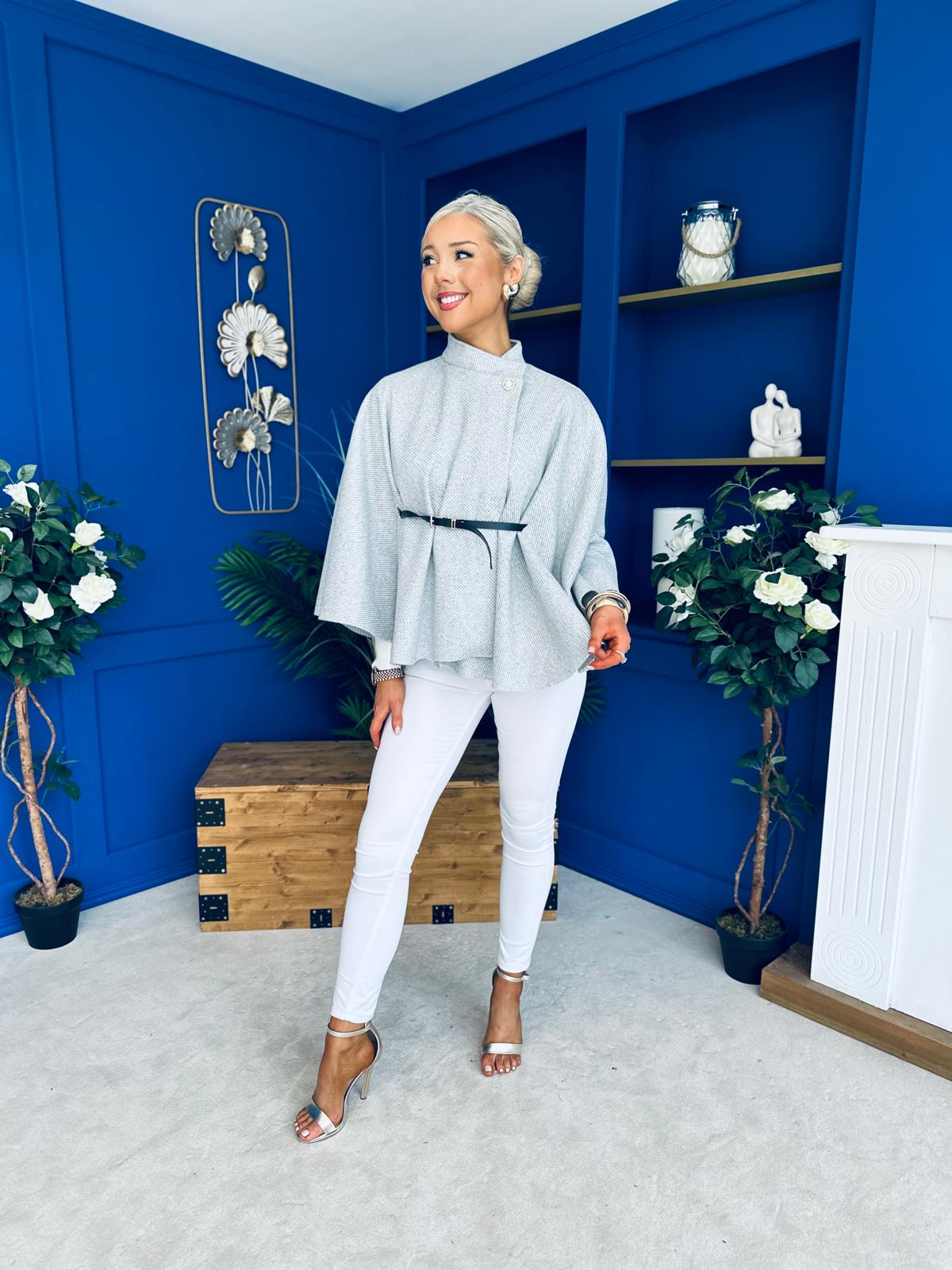 Celia Belted Cape Grey
