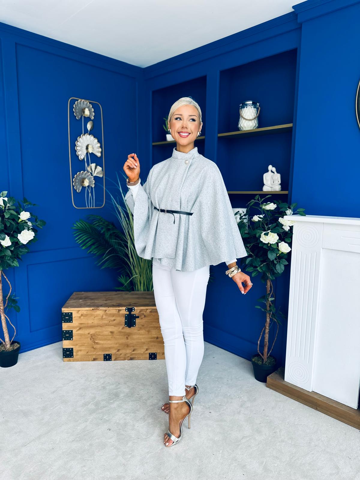 Celia Belted Cape Grey