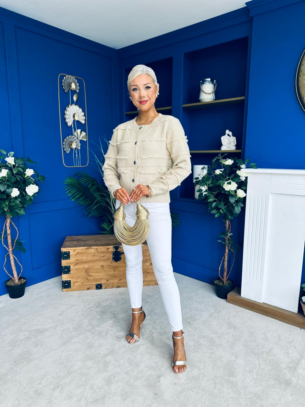 Philipa Detailed Cardi Cream Beige
