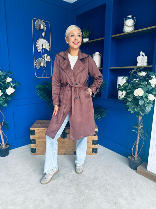 Bianca Faux Suede Trench Coat Coco