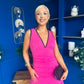 Cleo Ruched & Layered Midi Dress Cerise