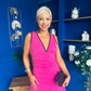 Cleo Ruched & Layered Midi Dress Cerise
