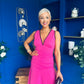 Cleo Ruched & Layered Midi Dress Cerise