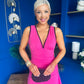 Cleo Ruched & Layered Midi Dress Cerise