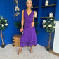 Cleo Ruched & Layered Midi Dress Violet