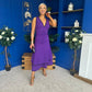 Cleo Ruched & Layered Midi Dress Violet