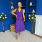 Cleo Ruched & Layered Midi Dress Violet