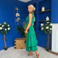 Cleo Ruched & Layered Midi Dress Emerald
