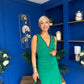 Cleo Ruched & Layered Midi Dress Emerald