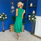 Cleo Ruched & Layered Midi Dress Emerald