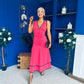 Cleo Ruched & Layered Midi Dress Coral
