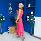 Cleo Ruched & Layered Midi Dress Coral