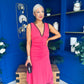 Cleo Ruched & Layered Midi Dress Coral