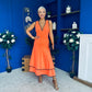 Cleo Ruched & Layered Midi Dress Amber