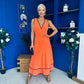 Cleo Ruched & Layered Midi Dress Amber