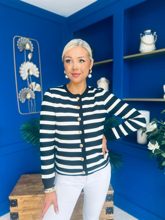 Sorcha Striped Cardi Black