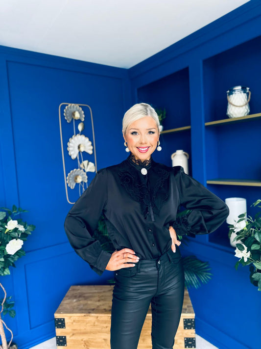 Shea Detailed Blouse Black