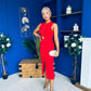 Ella Detailed Knit Midi Dress Red