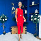 Ella Detailed Knit Midi Dress Red