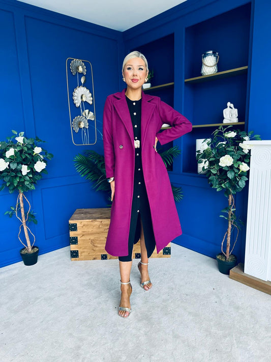 Angela Detailed Trench Coat Plum