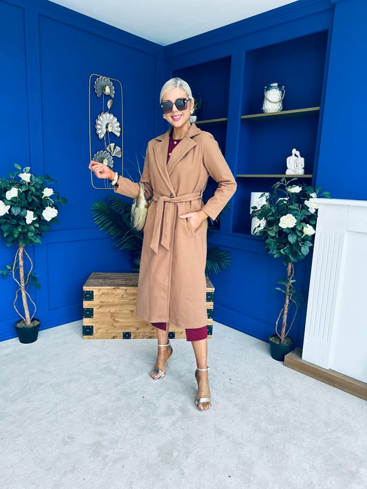 Angela Detailed Trench Coat Camel