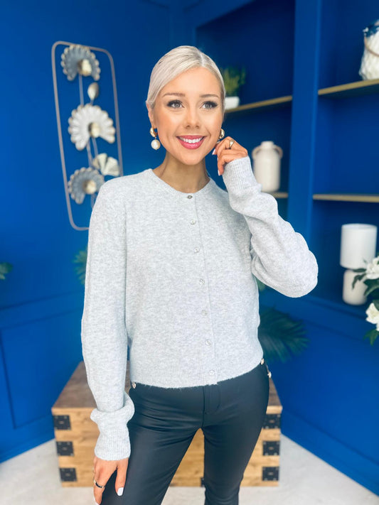 Eila Detailed Cardi Light Grey