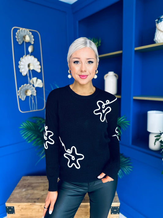 Sam Detailed Knit Jumper Black