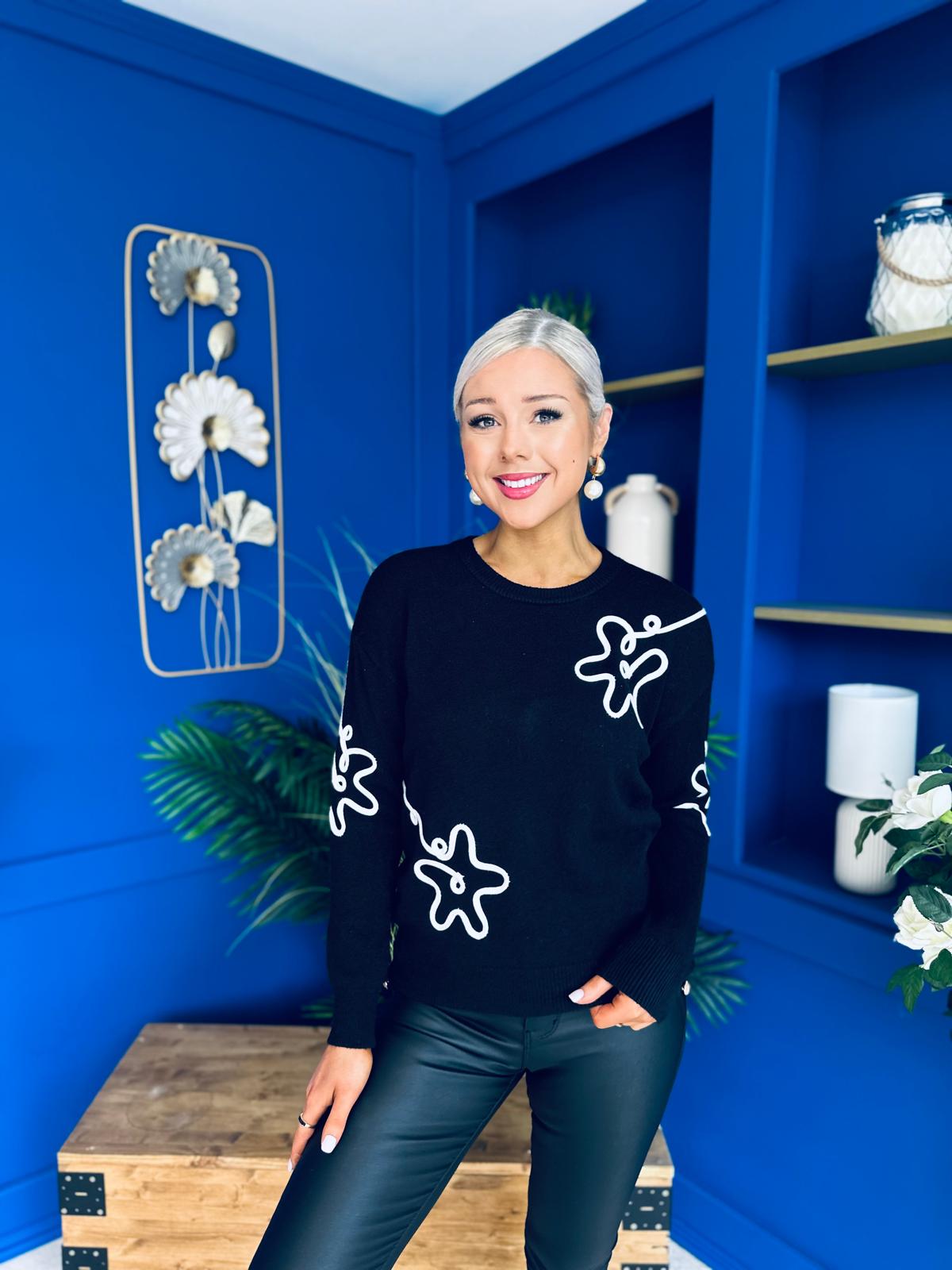 Sam Detailed Knit Jumper Black