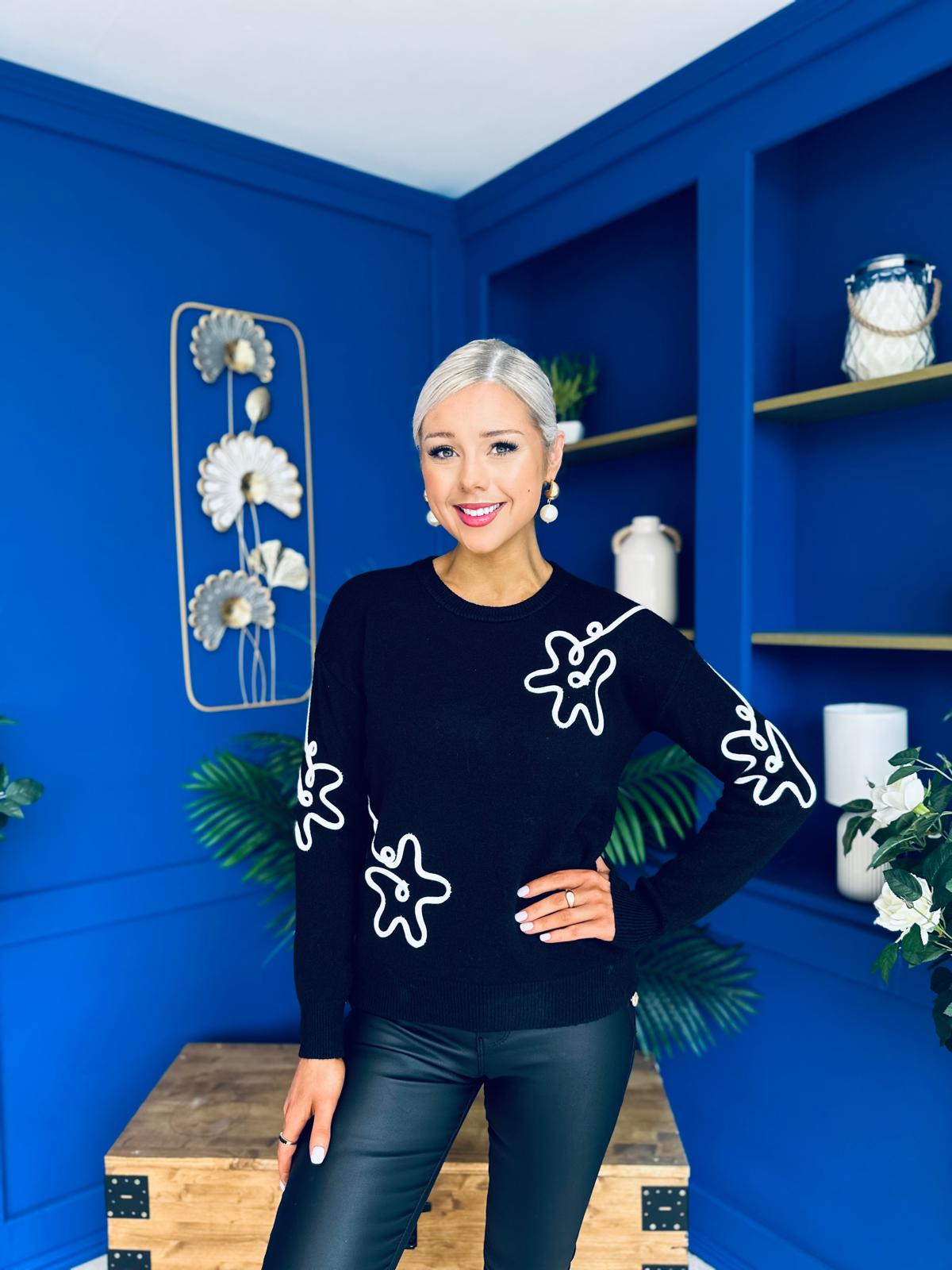 Sam Detailed Knit Jumper Black