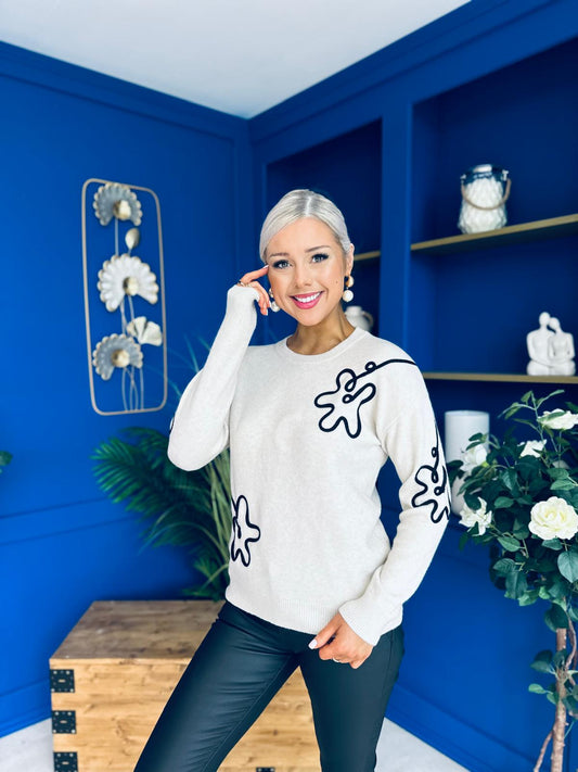 Sam Detailed Knit Jumper Cream