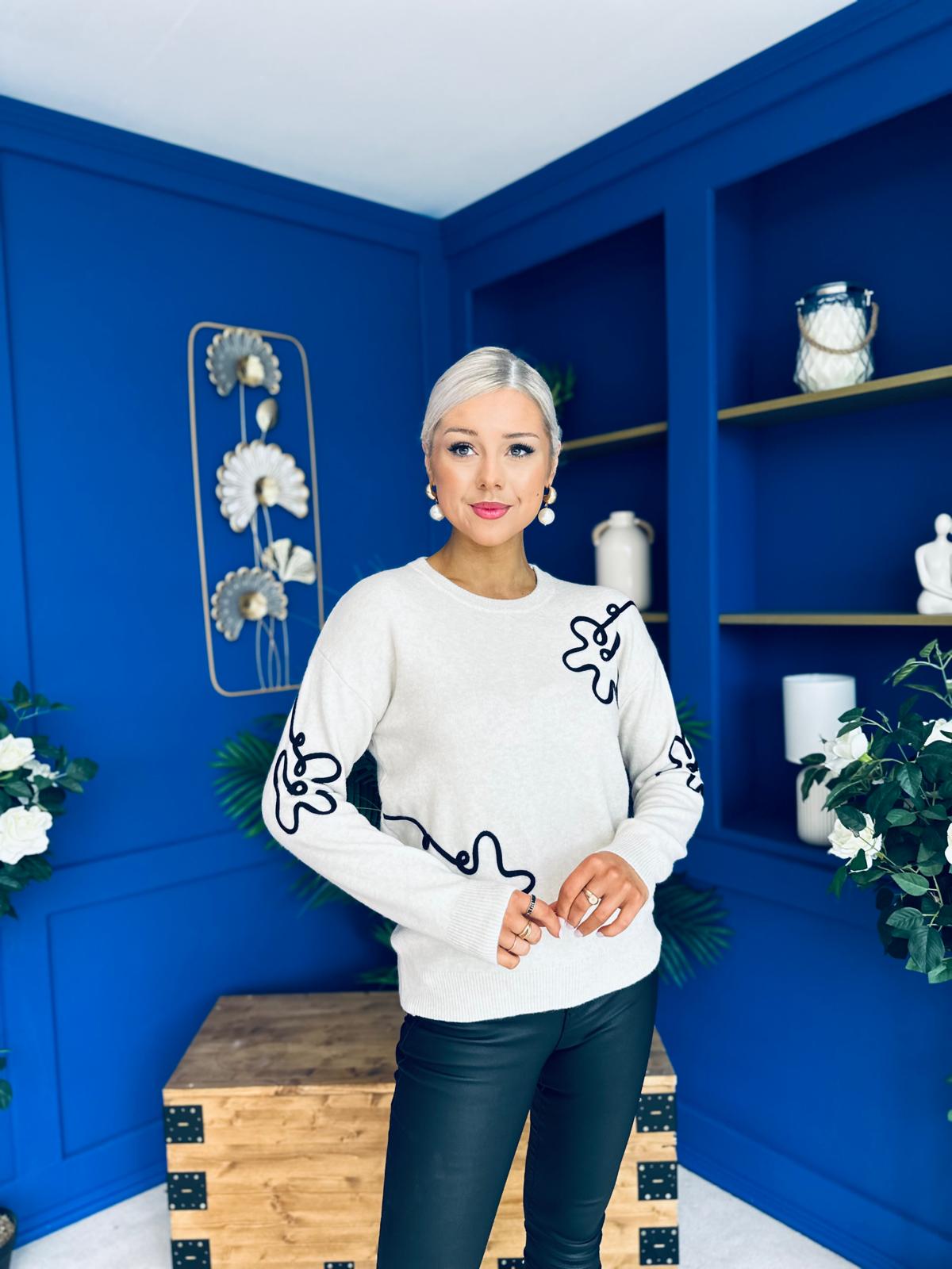 Sam Detailed Knit Jumper Cream