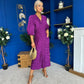 Maria Plisse Detail Midi Dress Violet