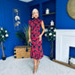 Hannah Frill Sleeve Button Front Midi Dress Black Ruby Floral