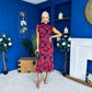 Hannah Frill Sleeve Button Front Midi Dress Black Ruby Floral